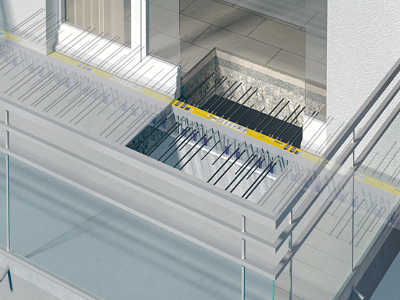 Figure 12. Thermal breaks for cantilevered reinforced concrete balcony slabs eliminate a significant source of thermal bridging and improve thermal comfort